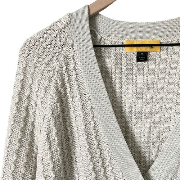 St. John Textured 3/4 Sleeve Snap Button Wool Blend Cardigan Sage Green Size M - Picture 2 of 4